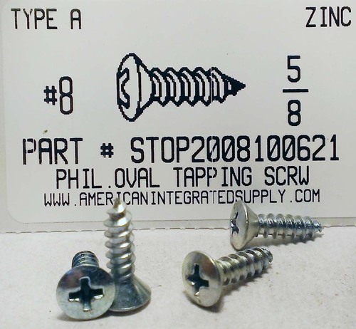 #8X5/8 OVAL HEAD PHILLIPS TAPPING SCREW A,AB STEEL ZINC PLATED