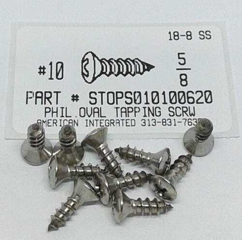 #10X5/8 OVAL HEAD PHILLIPS TAPPING SCREW A 18-8 STAINLESS STEEL