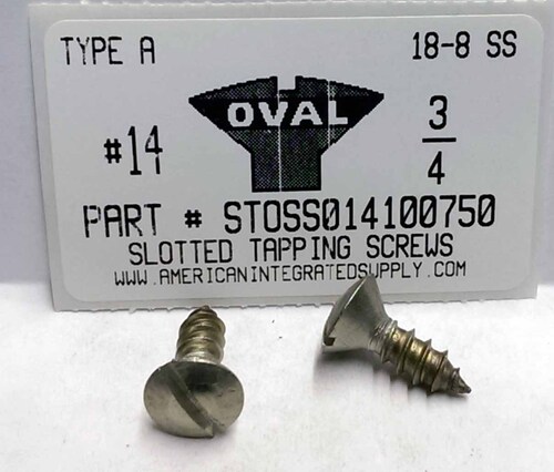 #14X3/4 OVAL HEAD SLOTTED TAPPING SCREW A 18-8 STAINLESS STEEL