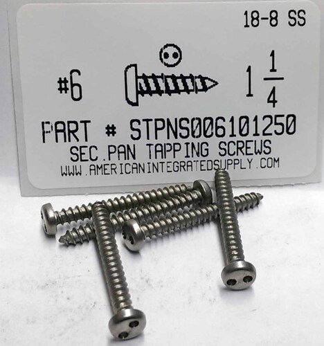 #6X1-1/4 PAN HEAD SPANNER DRIVE TAPPING SCREW A 18-8 STAINLESS STEEL