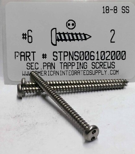 #6X2 PAN HEAD SPANNER DRIVE TAPPING SCREW A 18-8 STAINLESS STEEL