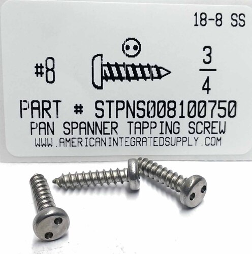 #8X3/4 PAN HEAD SPANNER DRIVE TAPPING SCREW A 18-8 STAINLESS STEEL