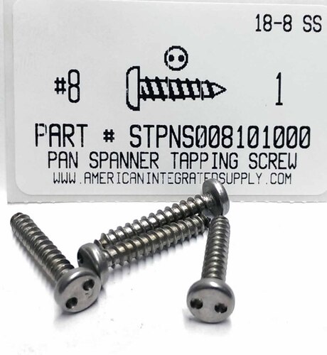 #8X1 PAN HEAD SPANNER DRIVE TAPPING SCREW A 18-8 STAINLESS STEEL