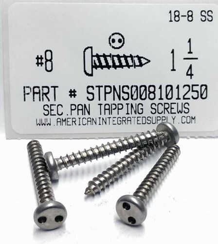 #8X1-1/4 PAN HEAD SPANNER DRIVE TAPPING SCREW A 18-8 STAINLESS STEEL