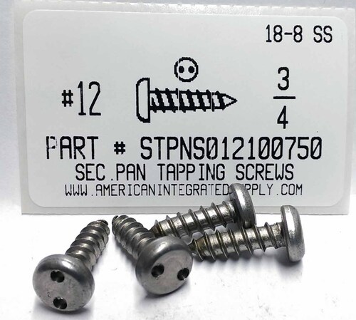 #12X3/4 PAN HEAD SPANNER DRIVE TAPPING SCREW A 18-8 STAINLESS STEEL