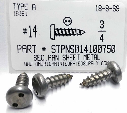 #14X3/4 PAN HEAD SPANNER DRIVE TAPPING SCREW A 18-8 STAINLESS STEEL