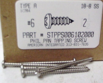 #6X2 PAN HEAD PHILLIPS TAPPING SCREW A 18-8 STAINLESS STEEL