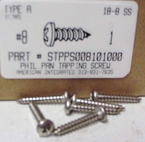 #8X1 PAN HEAD PHILLIPS TAPPING SCREW A 18-8 STAINLESS STEEL