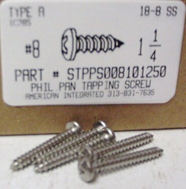 #8X1-1/4 PAN HEAD PHILLIPS TAPPING SCREW A 18-8 STAINLESS STEEL