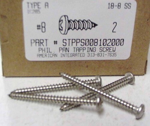 #8X2 PAN HEAD PHILLIPS TAPPING SCREW A 18-8 STAINLESS STEEL