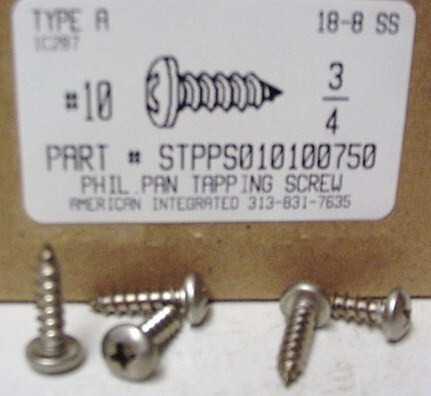 #10X3/4 PAN HEAD PHILLIPS TAPPING SCREW A 18-8 STAINLESS STEEL