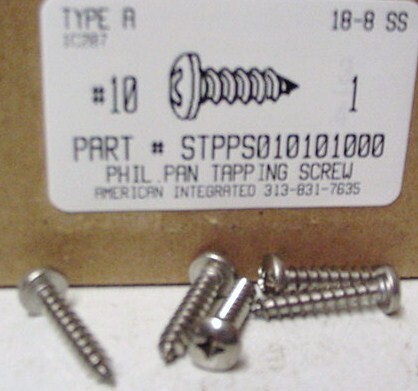 #10X1 PAN HEAD PHILLIPS TAPPING SCREW A 18-8 STAINLESS STEEL