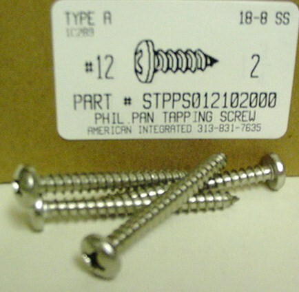 #12X2 PAN HEAD PHILLIPS TAPPING SCREW A 18-8 STAINLESS STEEL