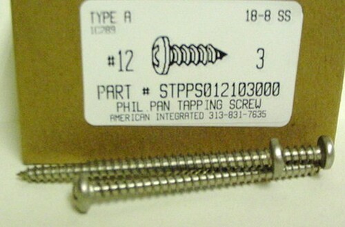 #12X3 PAN HEAD PHILLIPS TAPPING SCREW A 18-8 STAINLESS STEEL