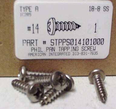 #14X1 PAN HEAD PHILLIPS TAPPING SCREW A 18-8 STAINLESS STEEL