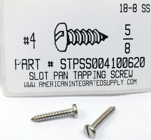 #4X5/8 PAN HEAD SLOTTED TAPPING SCREW A 18-8 STAINLESS STEEL