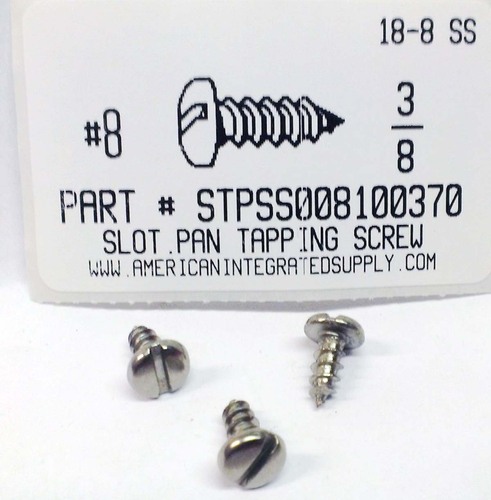 #8X3/8 PAN HEAD SLOTTED TAPPING SCREW A 18-8 STAINLESS STEEL