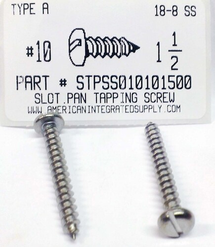 #10X1-1/2 PAN HEAD SLOTTED TAPPING SCREW A 18-8 STAINLESS STEEL