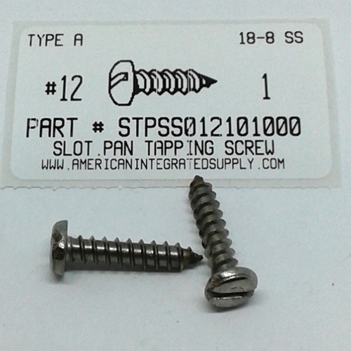 #12X1 PAN HEAD SLOTTED TAPPING SCREW A 18-8 STAINLESS STEEL