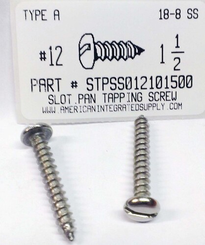 #12X1-1/2 PAN HEAD SLOTTED TAPPING SCREW A 18-8 STAINLESS STEEL