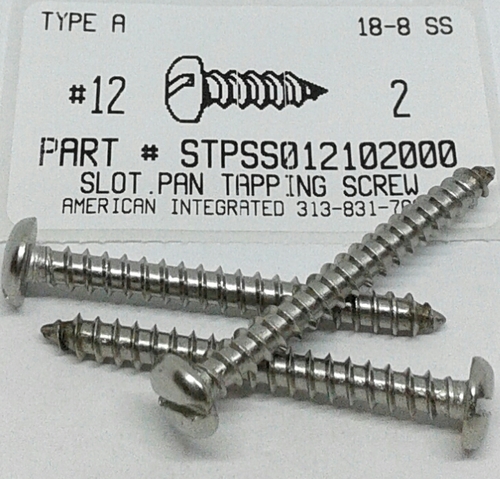 #12X2 PAN HEAD SLOTTED TAPPING SCREW A 18-8 STAINLESS STEEL