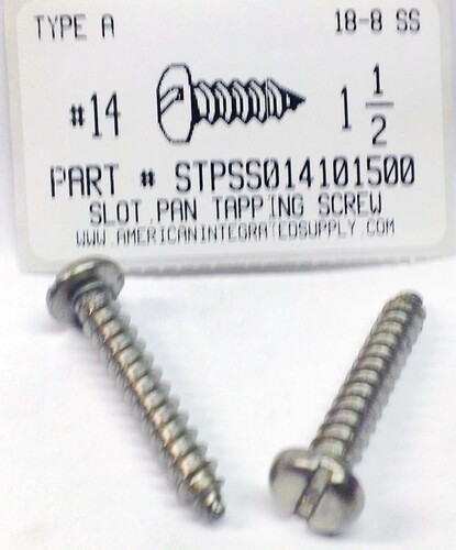 #14X1-1/2 PAN HEAD SLOTTED TAPPING SCREW A 18-8 STAINLESS STEEL