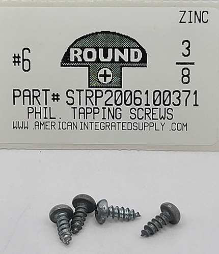 #6X3/8 ROUND HEAD PHILLIPS TAPPING SCREW AB STEEL ZINC PLATED