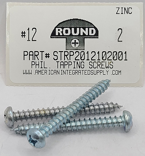 #12X2 ROUND HEAD PHILLIPS TAPPING SCREW A,AB STEEL ZINC PLATED (DISCONTINUED)