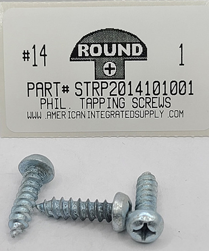 #14X1 ROUND HEAD PHILLIPS TAPPING SCREW A,AB STEEL ZINC PLATED (DISCONTINUED)