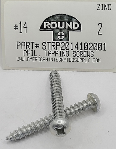 #14X2 ROUND HEAD PHILLIPS TAPPING SCREW A,AB STEEL ZINC PLATED (DISCONTINUED)