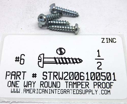 #6X1/2 ROUND HEAD ONE-WAY TAPPING SCREW A STEEL ZINC PLATED