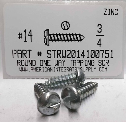 #14X3/4 ROUND HEAD ONE-WAY TAPPING SCREW A STEEL ZINC PLATED