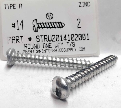 #14X2 ROUND HEAD ONE-WAY TAPPING SCREW A STEEL ZINC PLATED