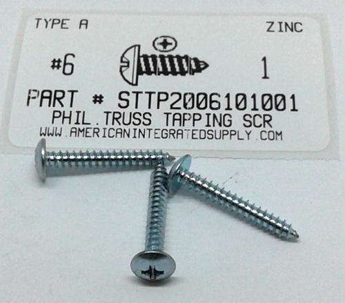 #6X1 TRUSS HEAD PHILLIPS TAPPING SCREW A,AB STEEL ZINC PLATED