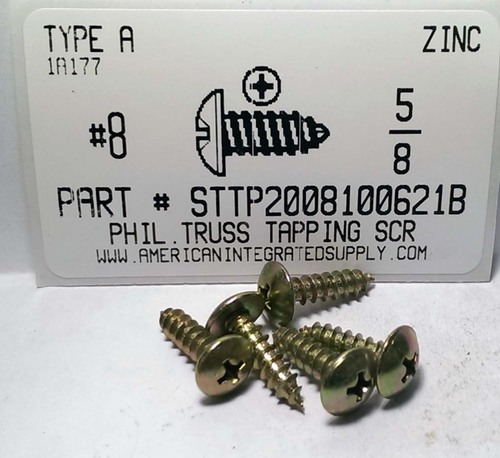 #8X5/8 TRUSS HEAD PHILLIPS TAPPING SCREW A,AB STEEL ZINC PLATED