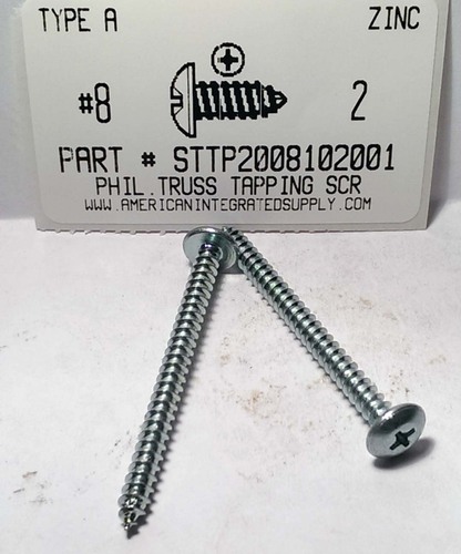 #8X2 TRUSS HEAD PHILLIPS TAPPING SCREW A,AB STEEL ZINC PLATED