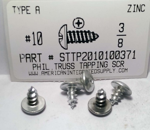 #10X3/8 TRUSS HEAD PHILLIPS TAPPING SCREW AB STEEL ZINC PLATED