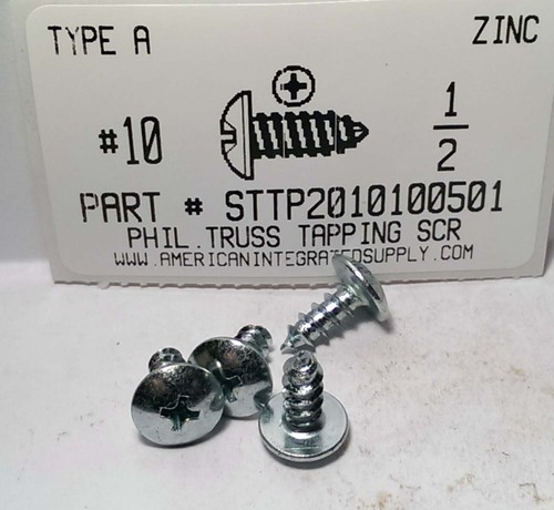 #10X1/2 TRUSS HEAD PHILLIPS TAPPING SCREW AB STEEL ZINC PLATED