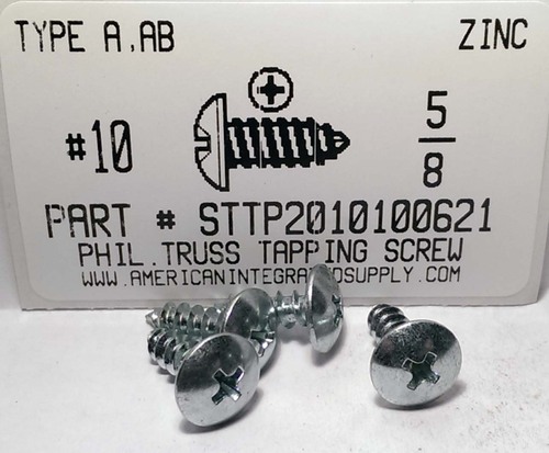 #10X5/8 TRUSS HEAD PHILLIPS TAPPING SCREW A,AB STEEL ZINC PLATED