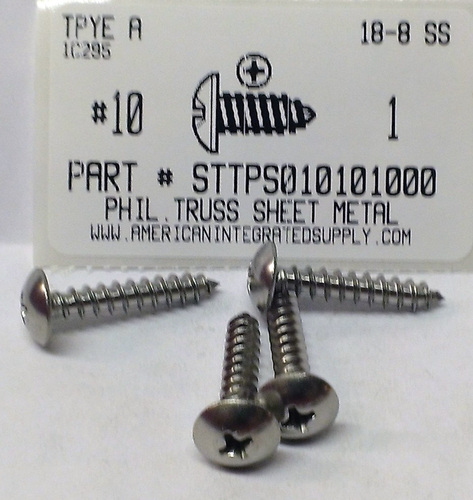 #10X1 TRUSS HEAD PHILLIPS TAPPING SCREW A 18-8 STAINLESS STEEL