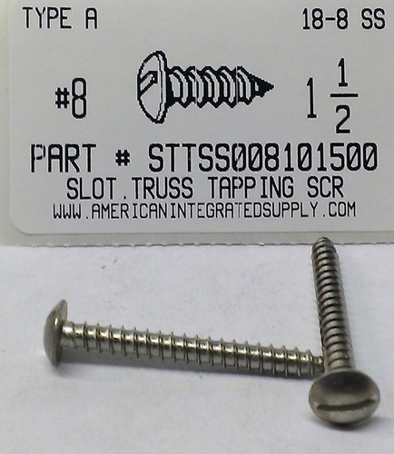 #8X1-1/2 TRUSS HEAD SLOTTED TAPPING SCREW A 18-8 STAINLESS STEEL