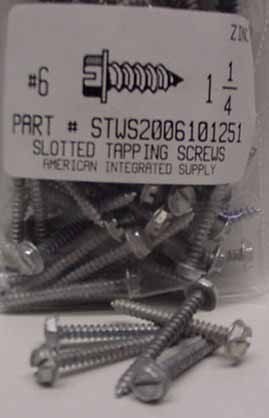 #6X1-1/4 HEX WASHER HEAD SLOTTED TAPPING SCREW A,AB STEEL ZINC PLATED