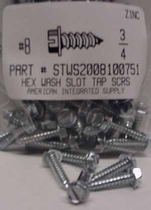 #8X3/4 HEX WASHER HEAD SLOTTED TAPPING SCREW A,AB STEEL ZINC PLATED