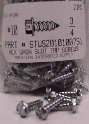 #10X3/4 HEX WASHER HEAD SLOTTED TAPPING SCREW A,AB STEEL ZINC PLATED