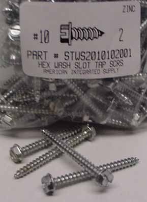 #10X2 HEX WASHER HEAD SLOTTED TAPPING SCREW A,AB STEEL ZINC PLATED