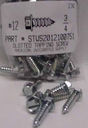 #12X3/4 HEX WASHER HEAD SLOTTED TAPPING SCREW A,AB STEEL ZINC PLATED