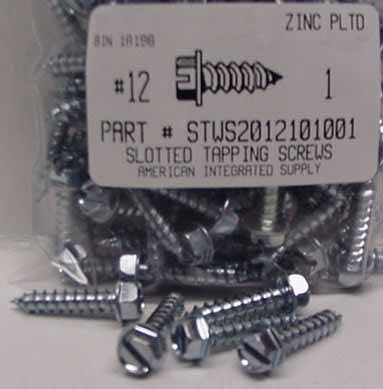 #12X1 HEX WASHER HEAD SLOTTED TAPPING SCREW A,AB STEEL ZINC PLATED