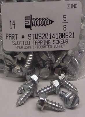 #14X5/8 HEX WASHER HEAD SLOTTED TAPPING SCREW A,AB STEEL ZINC PLATED