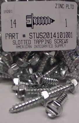 #14X1 HEX WASHER HEAD SLOTTED TAPPING SCREW A,AB STEEL ZINC PLATED