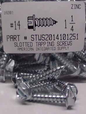 #14X1-1/4 HEX WASHER HEAD SLOTTED TAPPING SCREW A,AB STEEL ZINC PLATED